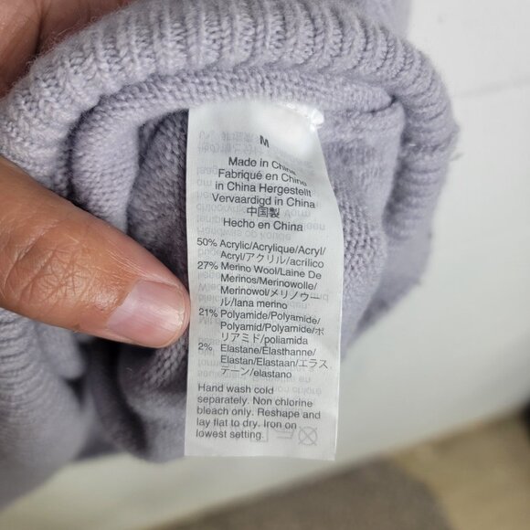 Madewell Brockton Bobble Pullover Sweater Medium Merino Wool Blend Periwinkle - Picture 5 of 7